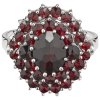 Silver ring with czech garnet, rhodium plated - oval                                                