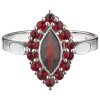 Silver ring with czech garnet, rhodium plated - tip                                                 