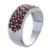 Silver ring with czech garnet, rhodium plated - line                                                