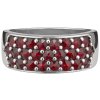 Silver ring with czech garnet, rhodium plated - line                                                