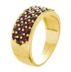 Silver ring with czech garnet, gold plated - line                                                   