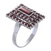 Silver ring with czech garnet, rhodium plated - rectangle                                           