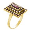 Silver ring with czech garnet, gold plated - rectangle                                              