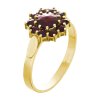 Silver ring with czech garnet, gold plated - flower                                                 