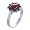 Silver ring with czech garnet, rhodium plated - flower                                              