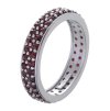 Silver ring with czech garnet, rhodium plated - line                                                