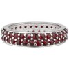 Silver ring with czech garnet, rhodium plated - line                                                