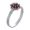 Silver ring with czech garnet, rhodium plated - flower                                              