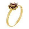 Silver ring with czech garnet, gold plated - flower                                                 