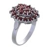 Silver ring with czech garnet, rhodium plated - oval                                                