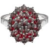 Silver ring with czech garnet, rhodium plated - oval                                                