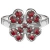 Silver ring with czech garnet, rhodium plated - four-leaf clover                                    