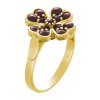 Silver ring with czech garnet, gold plated - four-leaf clover                                       
