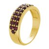 Silver ring with czech garnet, gold plated - line                                                   