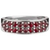 Silver ring with czech garnet, rhodium plated - line                                                