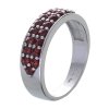 Silver ring with czech garnet, rhodium plated - line                                                