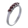 Silver ring with czech garnet, rhodium plated - line                                                