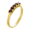 Silver ring with czech garnet, gold plated - line                                                   