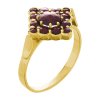 Silver ring with czech garnet, gold plated - square                                                 