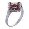 Silver ring with czech garnet, rhodium plated - square                                              