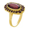 Silver ring with czech garnet, gold plated - oval                                                   