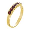 Silver ring with czech garnet, gold plated - line                                                   