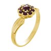 Silver ring with czech garnet, gold plated - flower                                                 
