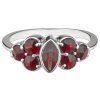 Silver ring with czech garnet, rhodium plated - oval                                                