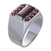 Silver ring with czech garnet, rhodium plated - rectangle                                           