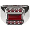 Silver ring with czech garnet, rhodium plated - rectangle                                           