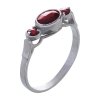 Silver ring with czech garnet, rhodium plated - oval                                                