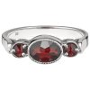 Silver ring with czech garnet, rhodium plated - oval                                                