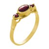 Silver ring with czech garnet, gold plated - oval                                                   