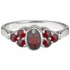 Silver ring with czech garnet, rhodium plated - oval                                                