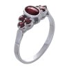 Silver ring with czech garnet, rhodium plated - oval                                                