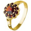 Silver ring with czech garnet, gold plated - flower                                                 