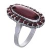 Silver ring with czech garnet, rhodium plated - oval                                                