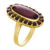 Silver ring with czech garnet, gold plated - oval                                                   
