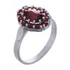 Silver ring with czech garnet, rhodium plated - oval                                                