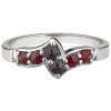 Silver ring with czech garnet, rhodium plated                                                       