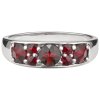 Silver ring with czech garnet, rhodium plated - line                                                
