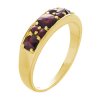 Silver ring with czech garnet, gold plated - line                                                   