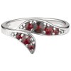 Silver ring with czech garnet, rhodium plated - leaf                                                