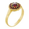 Silver ring with czech garnet, gold plated - flower                                                 