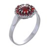 Silver ring with czech garnet, rhodium plated - flower                                              