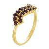 Silver ring with czech garnet, gold plated - wave                                                   