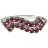 Silver ring with czech garnet, rhodium plated - wave                                                