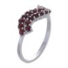 Silver ring with czech garnet, rhodium plated - wave                                                