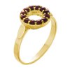 Silver ring with czech garnet, gold plated - circle                                                 