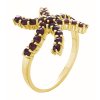 Silver ring with czech garnet, gold plated - star                                                   